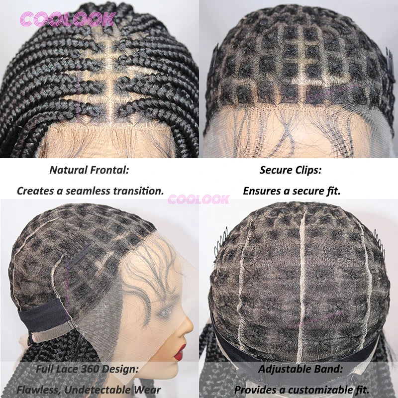 36" Cornrow Braids Lace Wigs Synthetic Full Lace Braided Wigs For Women Knotless Box Braid Wig Braid African Braided Wigs