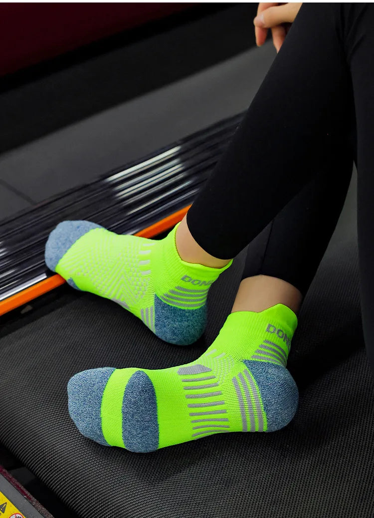 6 Pairs Marathon Running Socks Men Professional Sport Ankle Socks Thickened Towel Cushioned Tube Fitness Short Socks