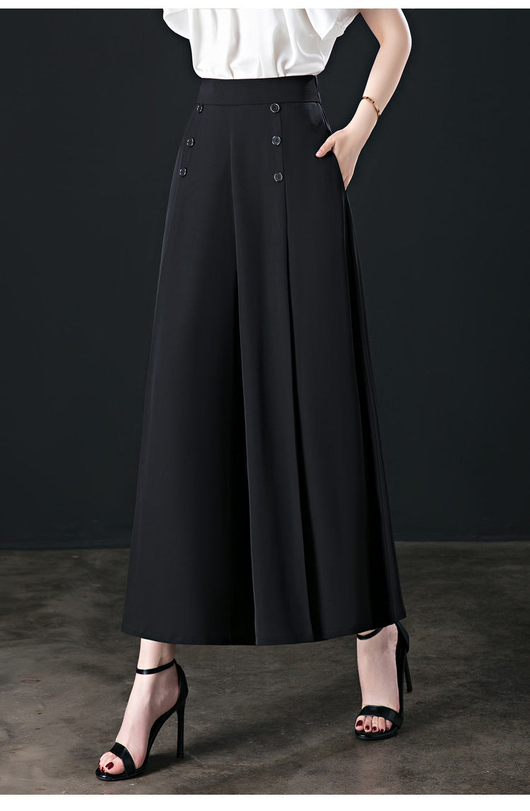 Women's Nine Loose Skirt Pants Draped Wide Leg Pants Spring Cool High Waist Slim Fashion Big Leg Pants Street Lounge Trousers