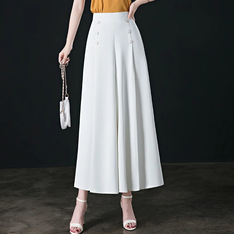 Women's Nine Loose Skirt Pants Draped Wide Leg Pants Spring Cool High Waist Slim Fashion Big Leg Pants Street Lounge Trousers