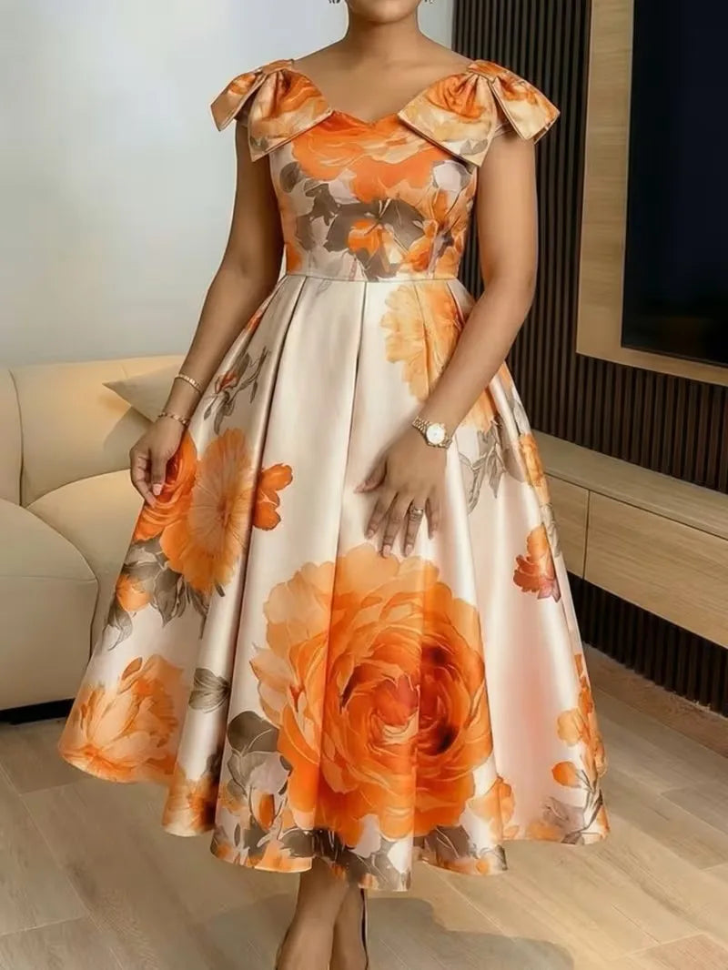 African Dresses for Women Elegant 2026 Dashiki Spring Summer Midi Dress Ladies Traditional African Clothing Ankara Dresses