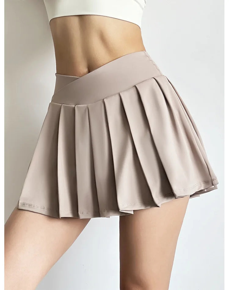 Sports short skirt women summer anti-walk yoga pants running fitness clothes quick dry breathable high waist pleated skirt