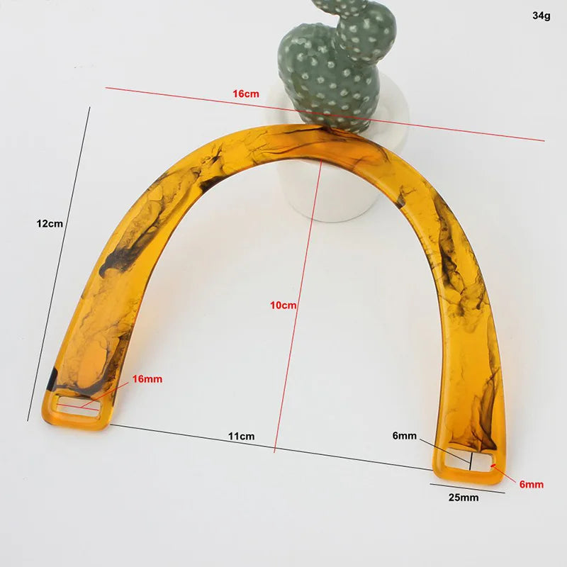 2/4/6PCS High Quality Semi-circular Resin Handle C-Shaped Crossbody Bag Removable Handle with Double Holes DIY Wallet Making