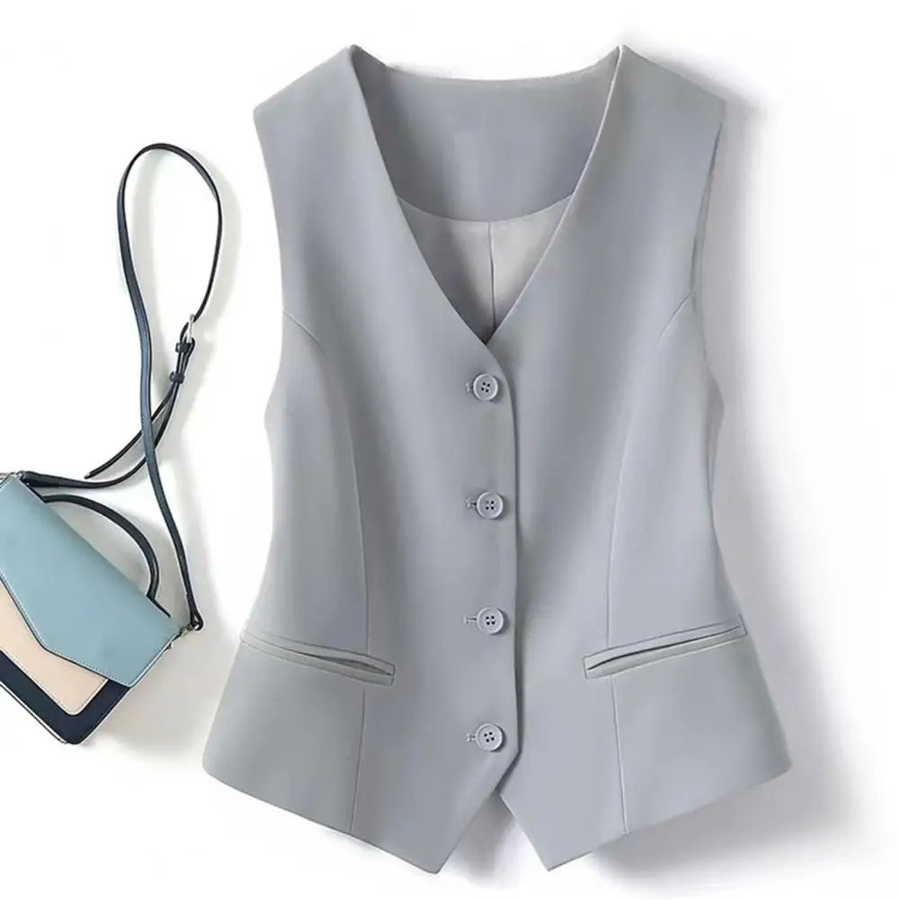 Women Fashion Vest Solid Single Breasted Waistcoats Vest Vintage Jackets Female Chic Lady Tank Tops Sleeveless Vests For Women