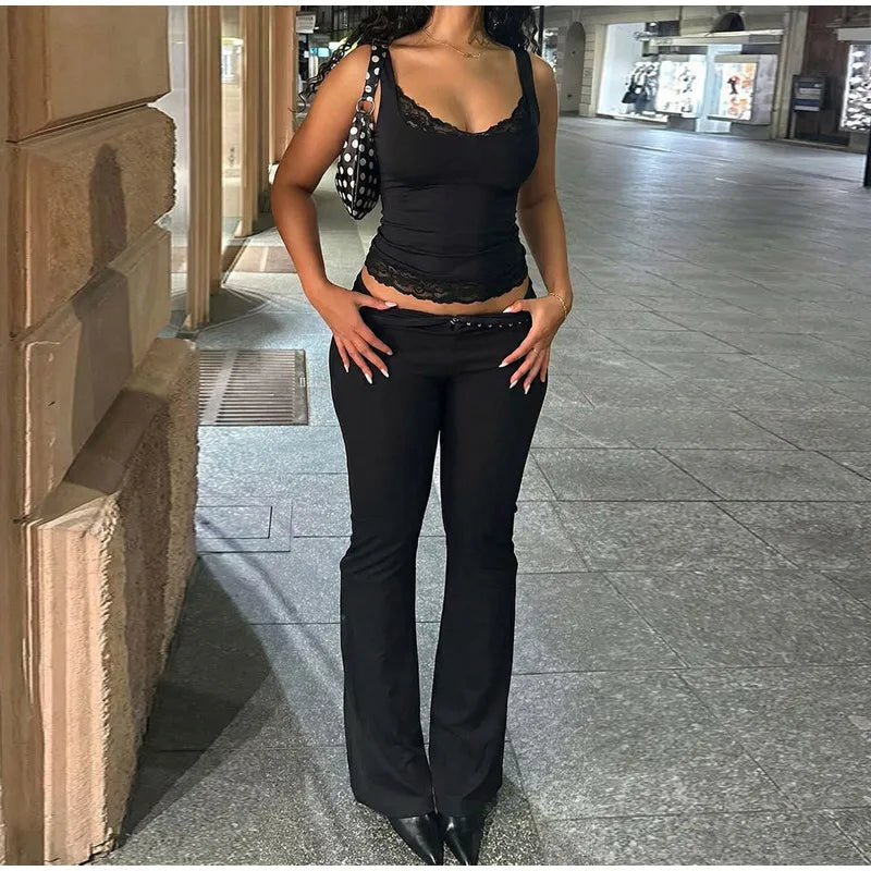 Sexy Lace Versatile Vest Solid Color Spicy Girl Style Short Vest Top Women's Fashion Sexy Y2k Top Party Vacation Summer Outfit