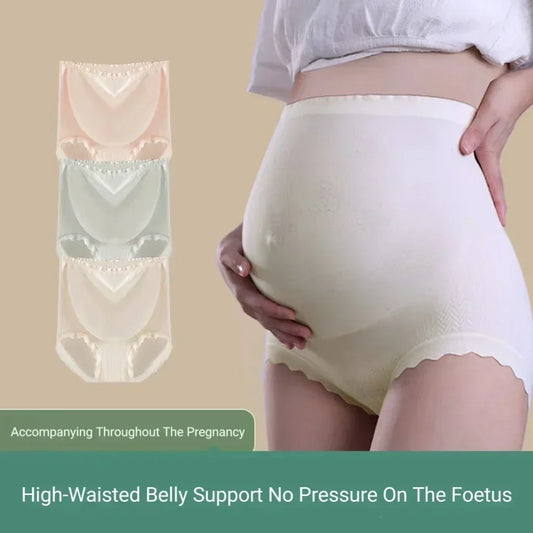 Females Maternity Panties Women's High Waist Full Belly Support Panties Comfortable Breathable Pregnancy Panties