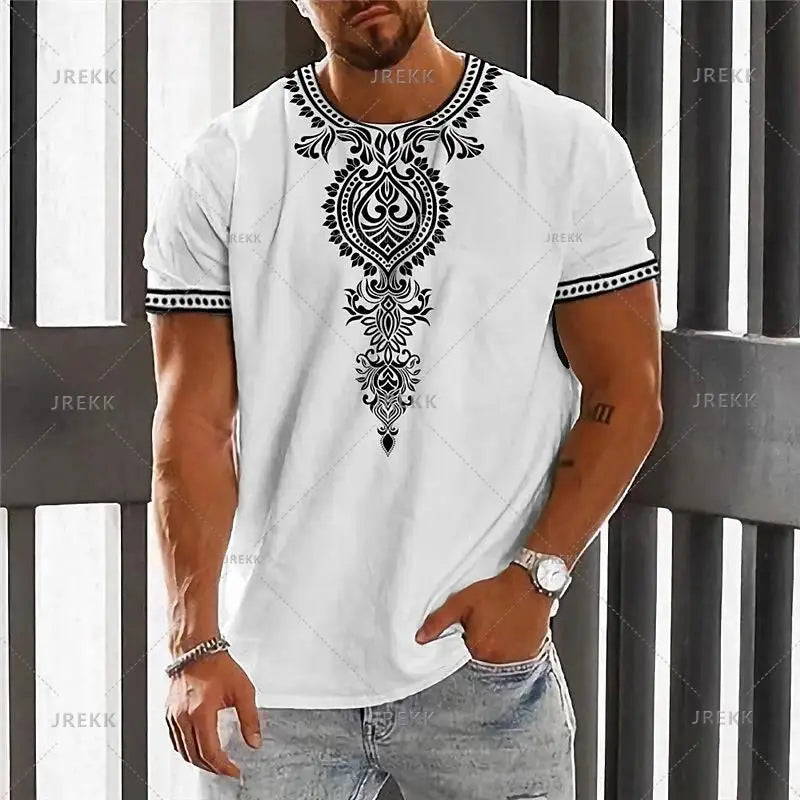 African Clothes For Men Dashiki T Shirts Traditional Wear Clothing Round Neck Casual Retro Streetwear Vintage Ethnic Style Tops