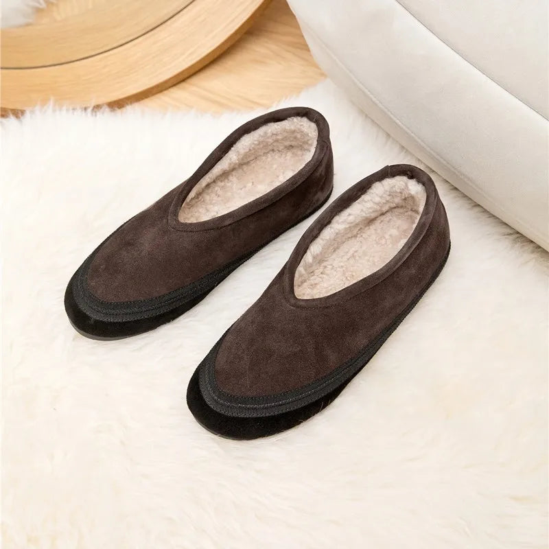 AIYUQI Flat Snow Boots Women's Genuine Leather 2025 Large Size Non-slip Women's Winter Shoes Comfortable Warm Women Ankle Boots