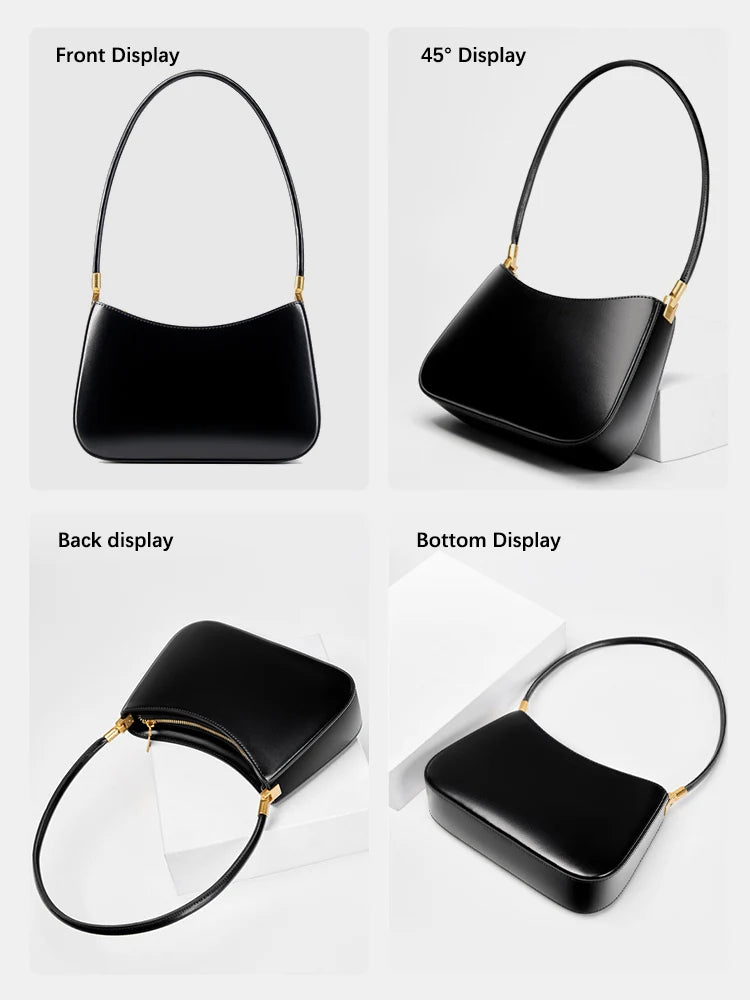 Zency Premium Cow Leather Fashion Shoulder Handbag for Women Trendy 2025 Luxury Designer Underarm Bag