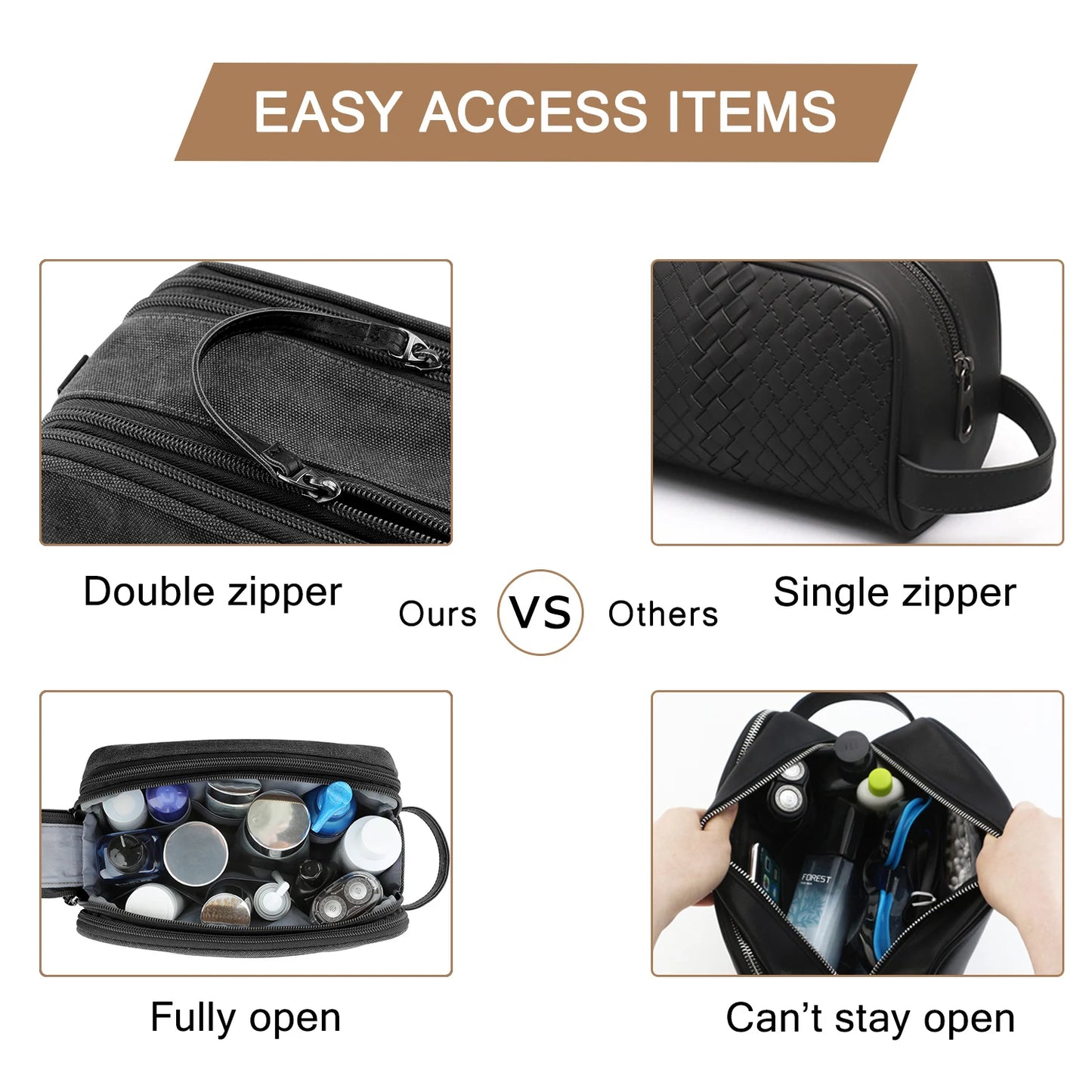 BAGSMART Toiletry Bag for Men Multifunction Outdoor Travel Cosmetic Bag Women Waterproof Makeup Bag Wash Pouch Handbag Organizer