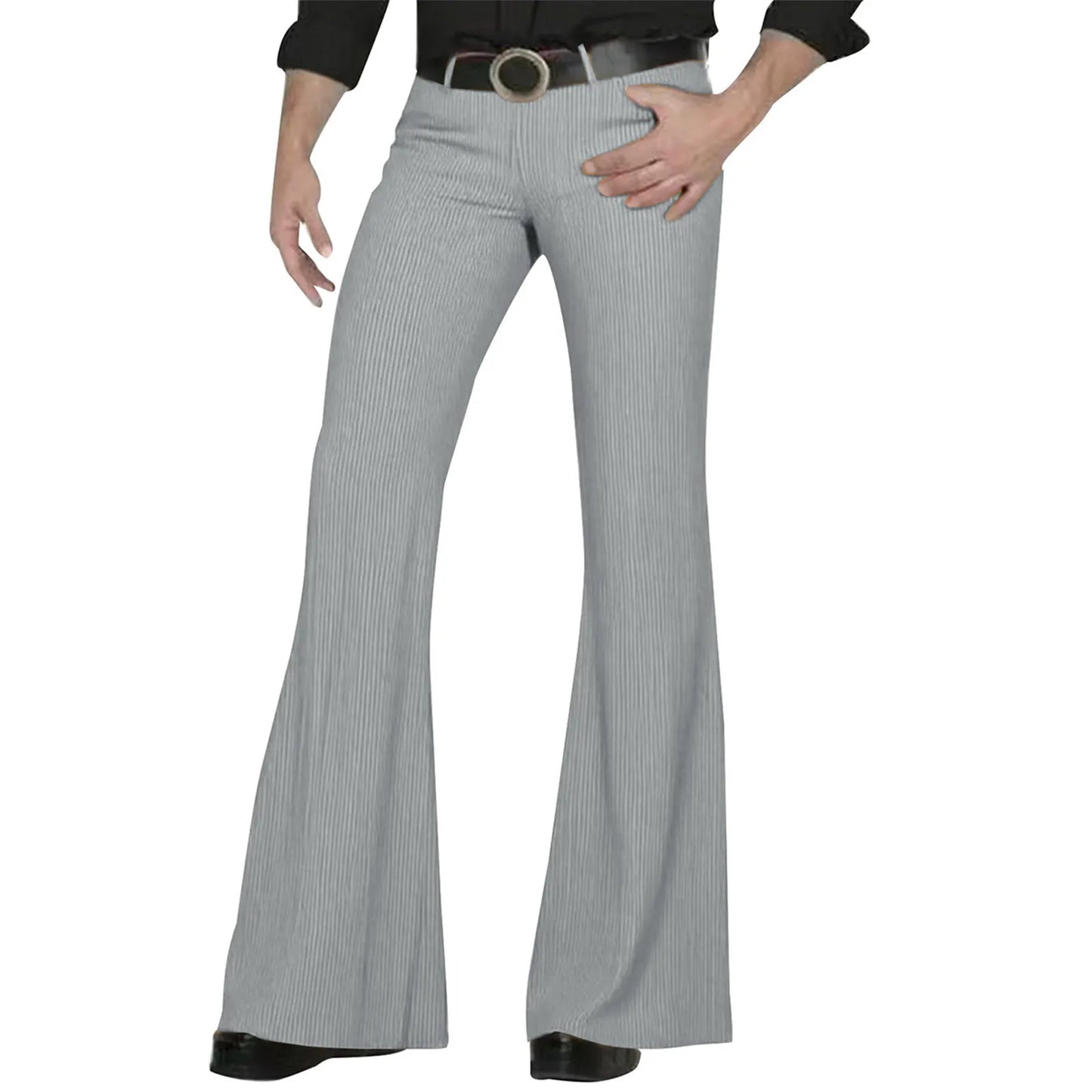 Men's fashion Retro Disco Flared Pants Loose Stretch Vintage Trousers Fit Flared Comfortable Retro Stretch Twill Men's Trousers