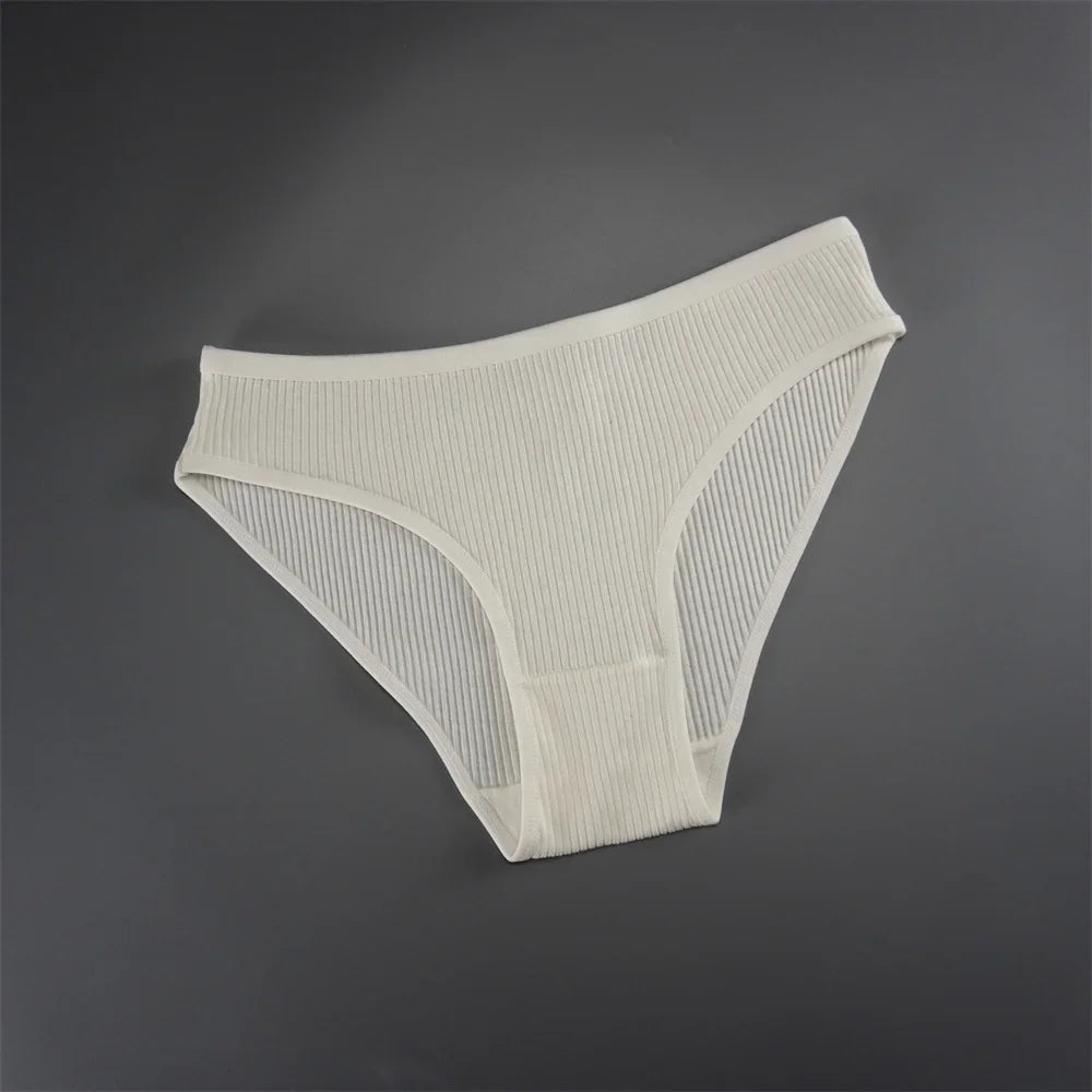 UNWE 3PCS/Pack Ribbed Cotton Seamless Panties for Women Briefs Pack Comfortable Ladies Underwear Sets