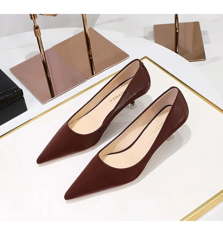 BIGTREE Shoes Women 4.5 Cm Heels Pointed Toe Woman Pumps Fashion Kitten Heels Large Size 34-43 Sexy Mid Heeled Female Shoes 2026
