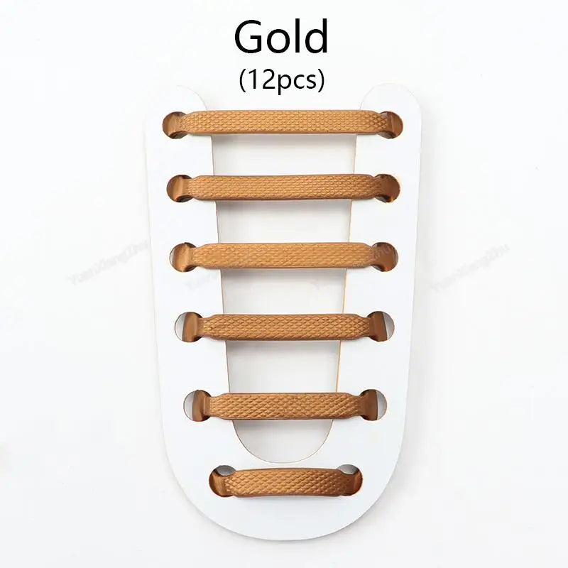 12Pcs Stretch Silicone Shoelaces No Tie Shoe laces Elastic Laces Sneakers Kids Adult Rubber Shoelace One Size Fits All Shoes