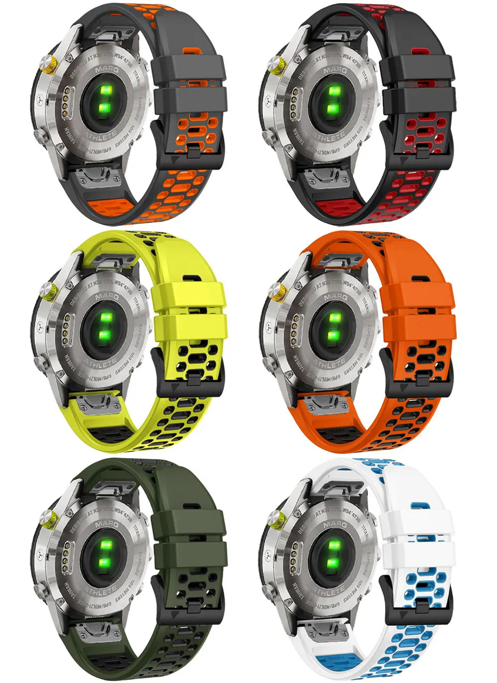 Sport Two-Tone Breathable Silicone Watch Band For Garmin Fenix 7X 7 Pro 6X 6 5 5X Plus/Epix 2 47mm 51mm QuickFit 26/22mm Strap