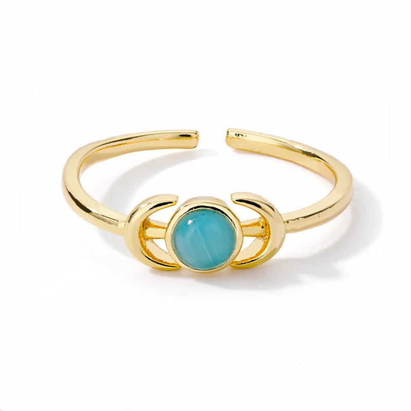 Zircon Moon Star Rings For Women Stainless Steel Glowing Moon Star Adjustable Finger Ring Aesthetic Wedding Jewelery Gift Femme