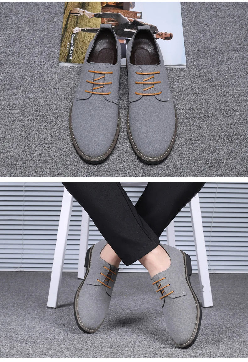 Summer Mens Dress Shoes Suede Man Oxford Shoes Large Sizes Flats Classic Men Sneakers Comfortable 2025 New Zapatillas De Deporte