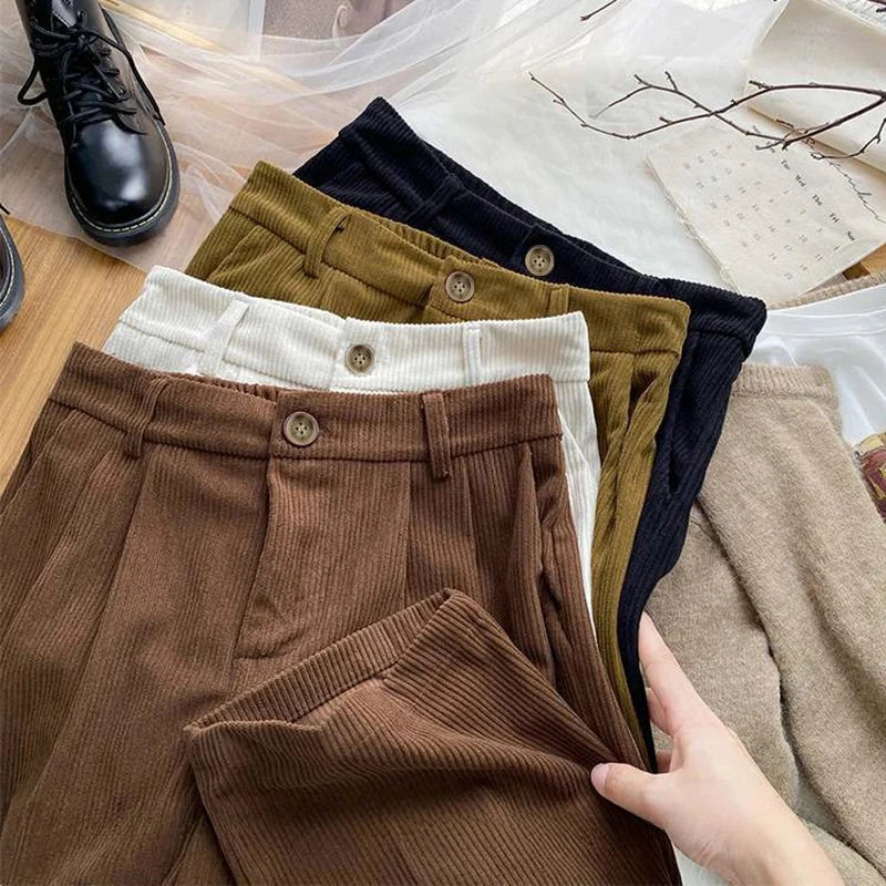 Thin/Thick Winter Lined Wide Leg Pants CasualThicken Warm Baggy Sweatpants Women HighWaist Korean Lamb Fluff Straight Pantalones