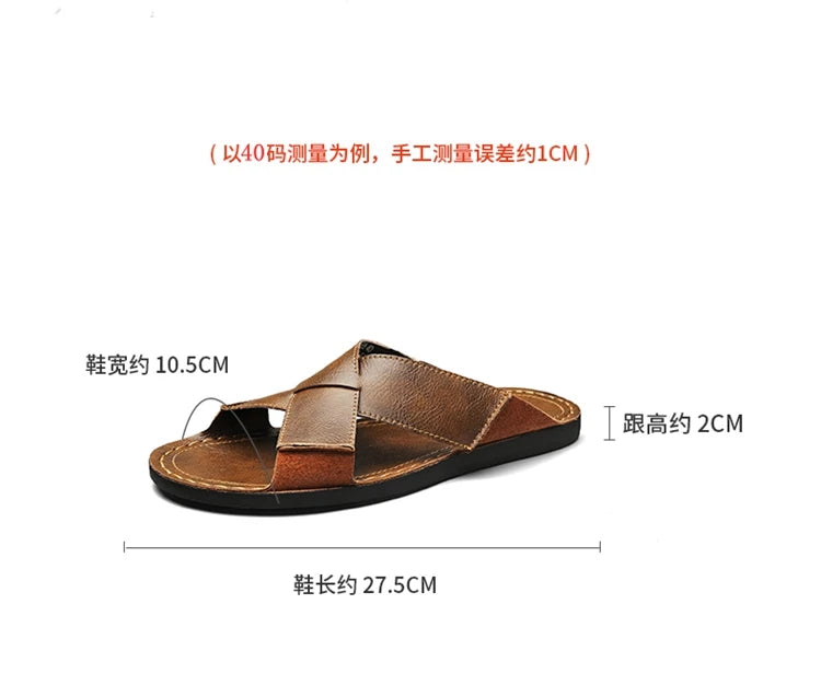 Summer Men Sandals Genuine Leather Mens Casual Shoes Outdoor Men Leather Sandals for Men Beach Shoes Roman mens Shoes