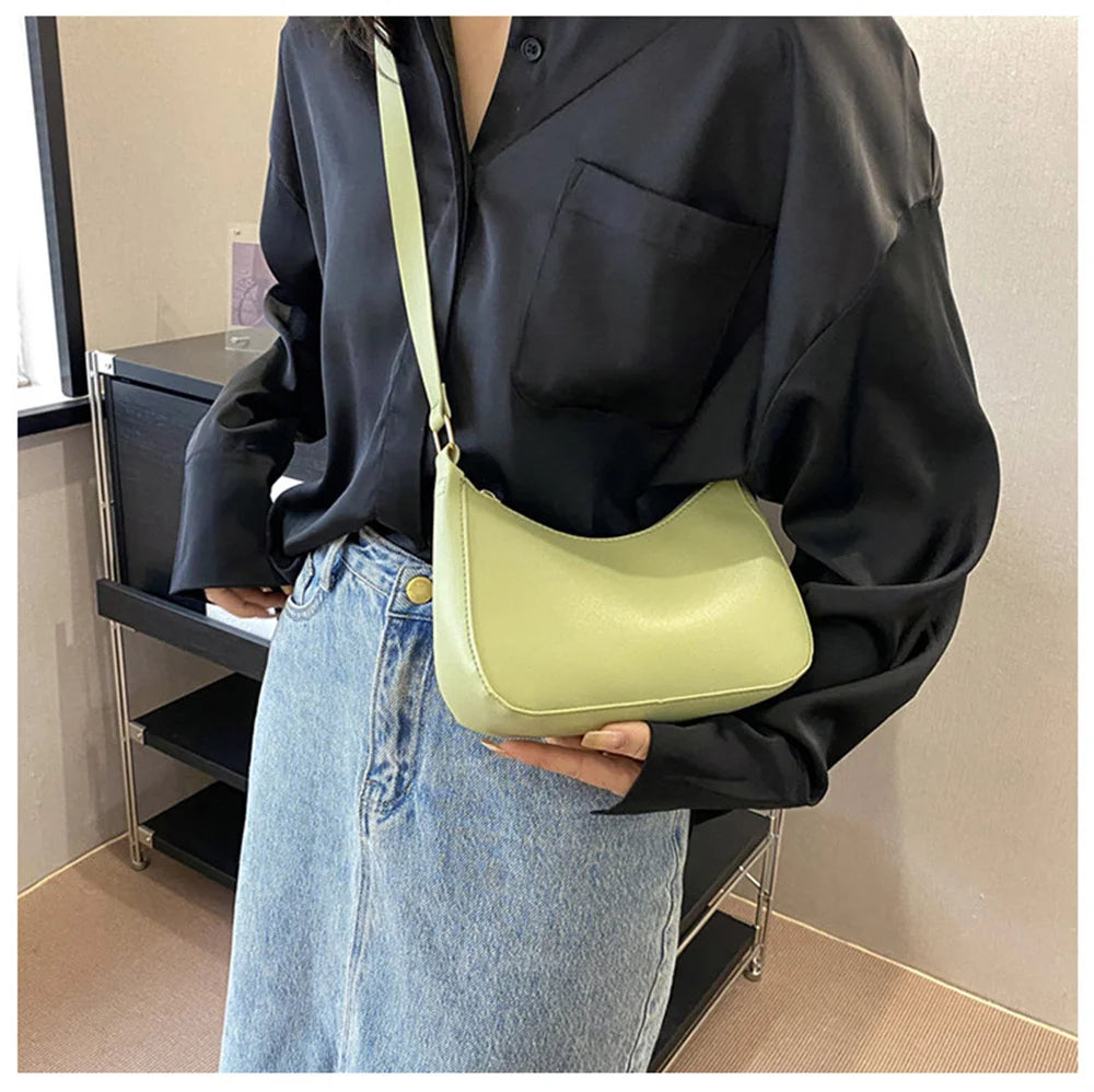 WOMEN'S Bag Underarm Bag  Handbags Retro Solid Color PU Leather Shoulder Underarm Bags Casual Women Hobos Handbags