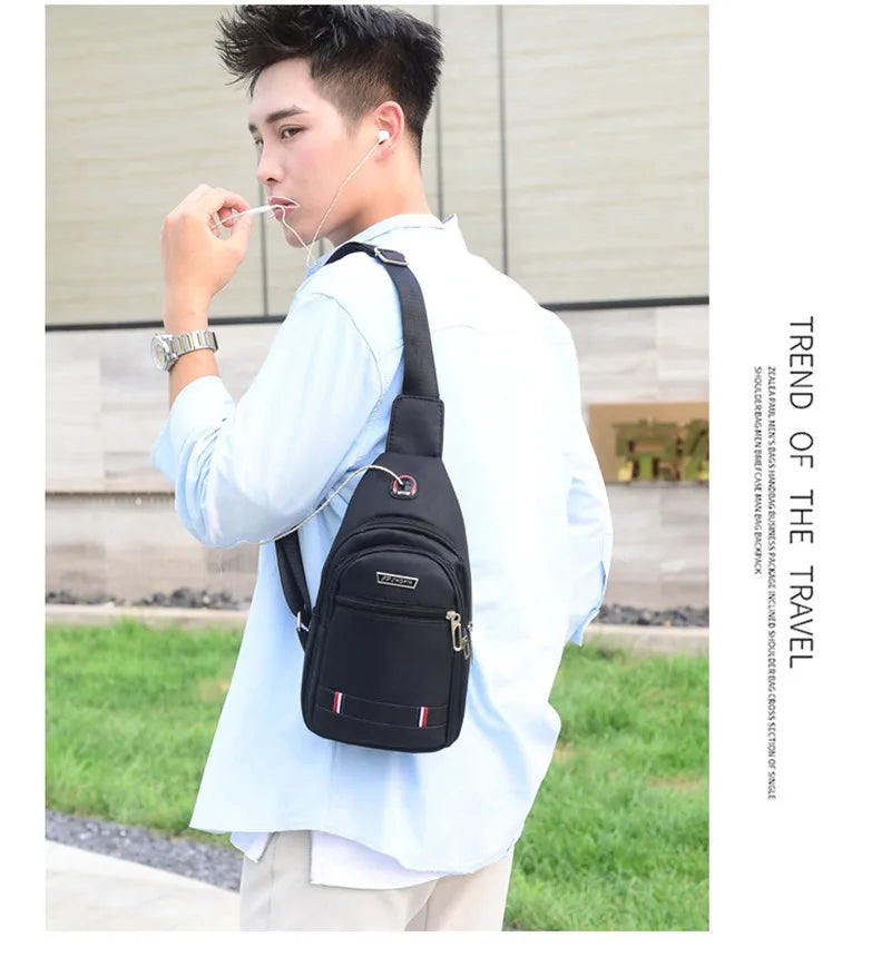 Oxford Men Chest Bag Crossbody Single Shoulder Travel Handbag Fashion Chest Bags New Style Big Capacity Chest Men Bag