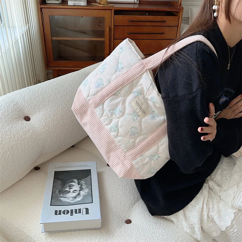 Sweet Floral Women's Bento Handbags Retro Patchwork Ladies Tote Shoulder Bags Retro Flower Female Storage Shopper Bag Purse