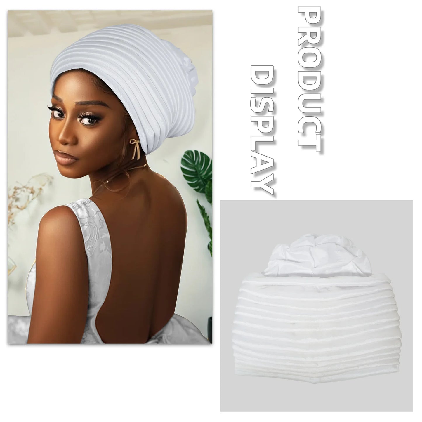 New African Auto Gele Headties Muslim Turban Hijab for Women Pleated Bonnet Indian Cap Nigeria Head Wrap Hat Wedding Geles Scarf