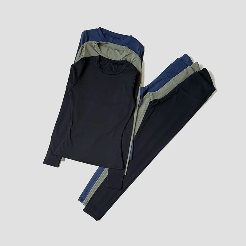 Yoga Set Women Sportswear Workout Clothes Athletic Wear Gym Legging Fitness Crop Top Long Sleeve Sports Suits