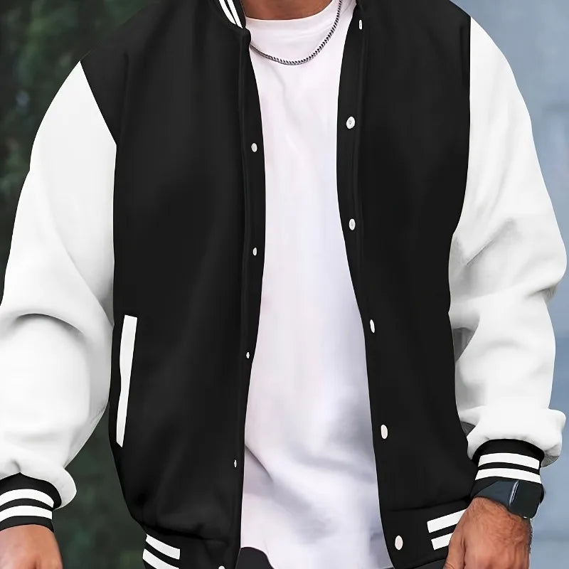 American Men's College-Style Baseball Jacket, Autumn/Winter Outdoor Sports Jogging Coat, Korean Fashion Casual Couple Jacket