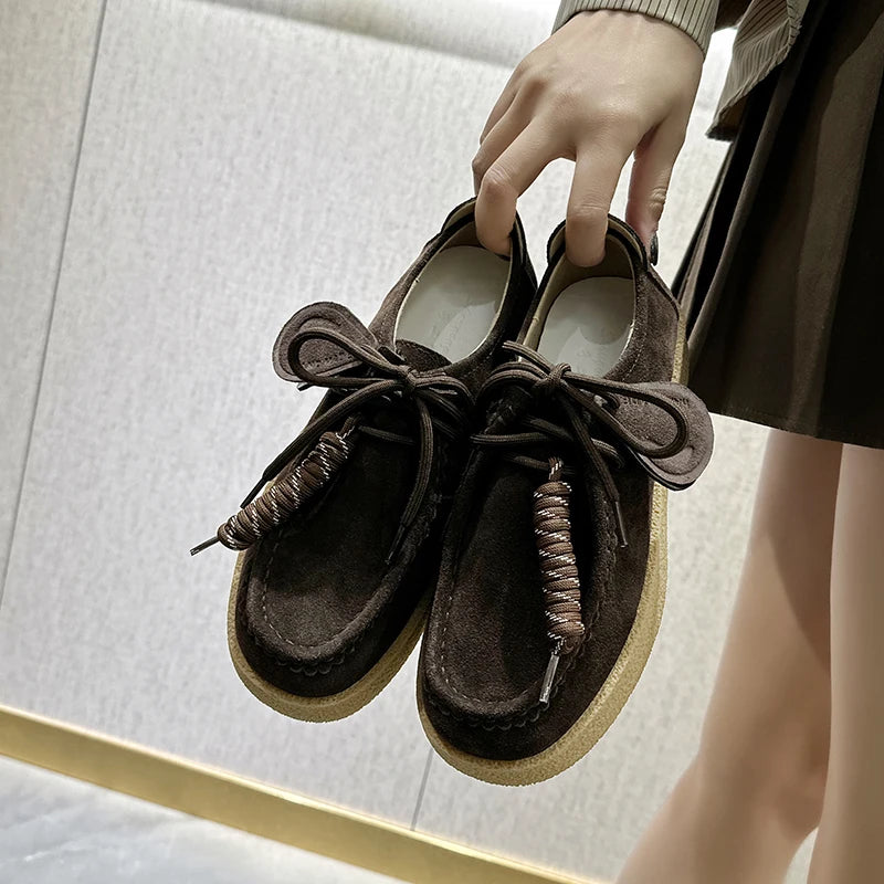 AIYUQI Genuine Leather Women's Shoes 2025 New Flat Non-slip  Derby Female Shoes Large size Lace-up Loafers For Women