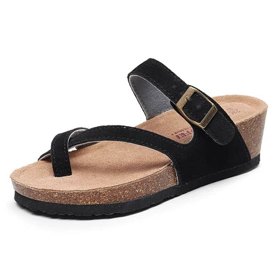 New Summer Women Wedge Beach Slipper Shoe Casual Cork Med Heel Outdoor Clogs Flip Flops Footwear