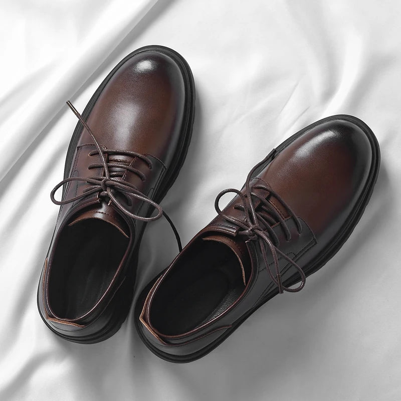 Luxury Leather Male Oxford Shoes Brown Black Mens Dress Shoes New Fashion Round Toe Men's Business Casual Shoes Formal Footwear