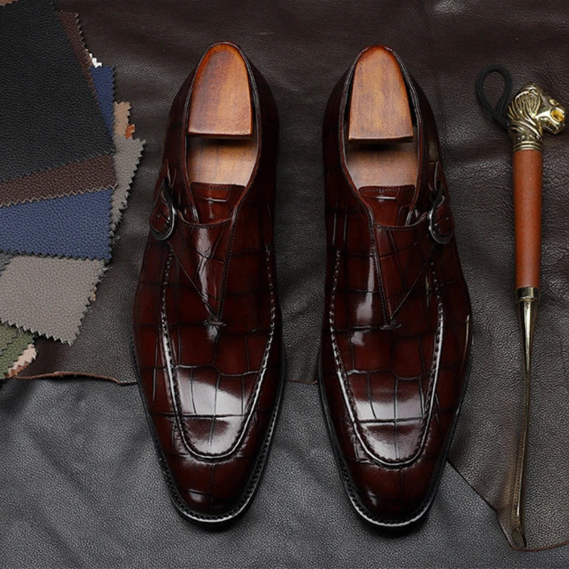 Retro Men Dress Shoes Business Loafers Slip on Pointed Toe Leather Shoes Party Formal Shoe Handmade Casual Men Shoes Plus Size48