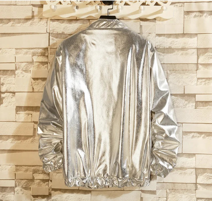 Men's Sets Shiny Metallic Suits Adult Disco 2 Piece Outfit Jacket Pants Halloween Dress Up Nightclub Stage Party Jackets Costume