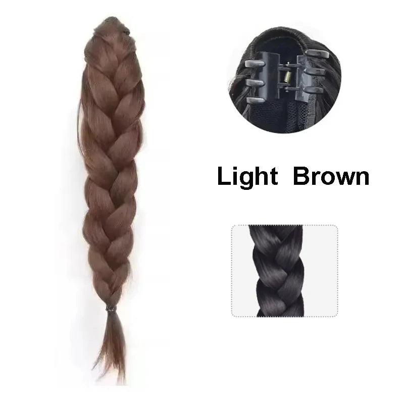 18Inch Synthetic Ponytail Hair Extensions Braided With Claw Clip Ponytail for Women