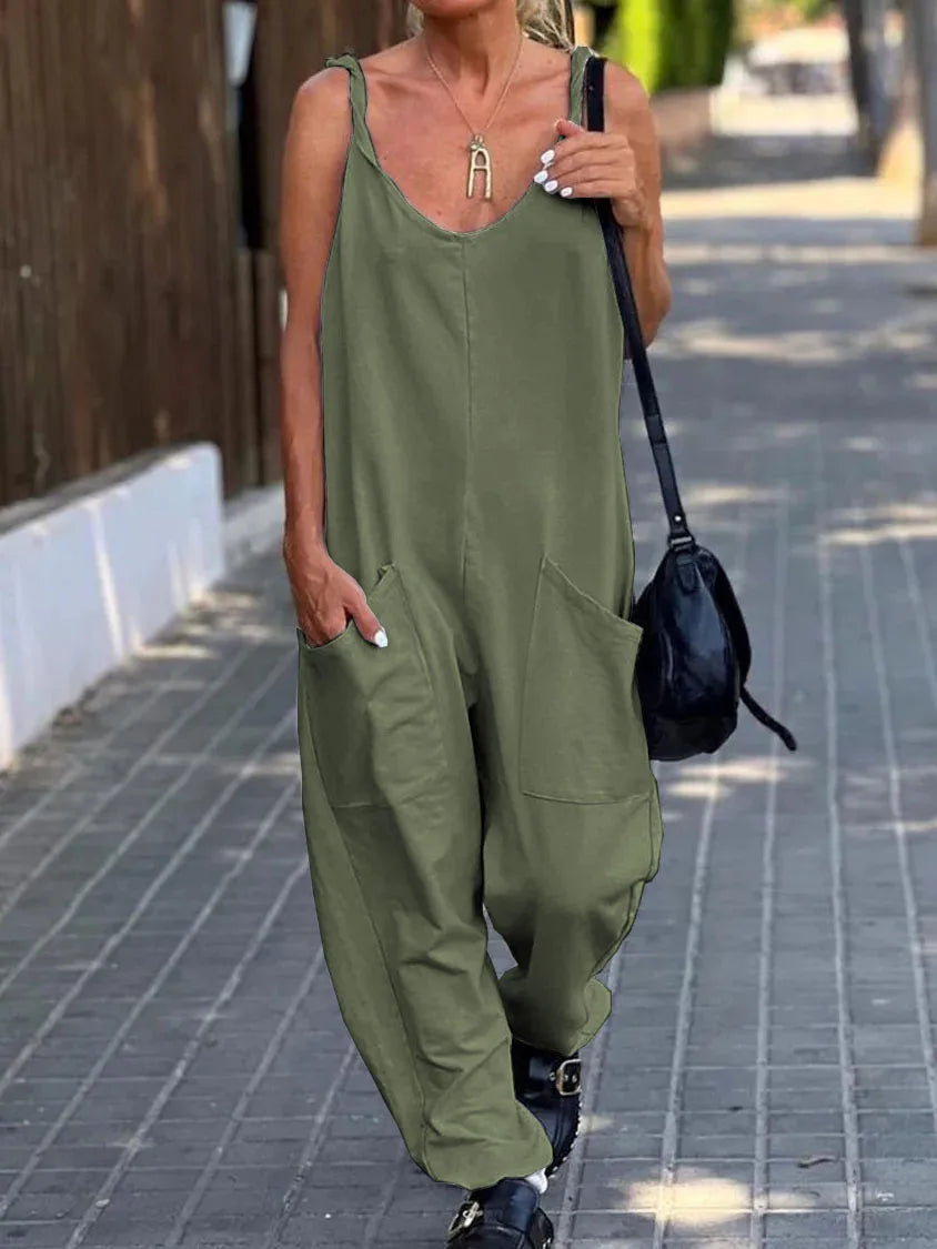 Jumpsuit Women's Solid Color Loose Suspender Pocket Trousers Street Trend Fashion Trousers for Female Jumpsuit