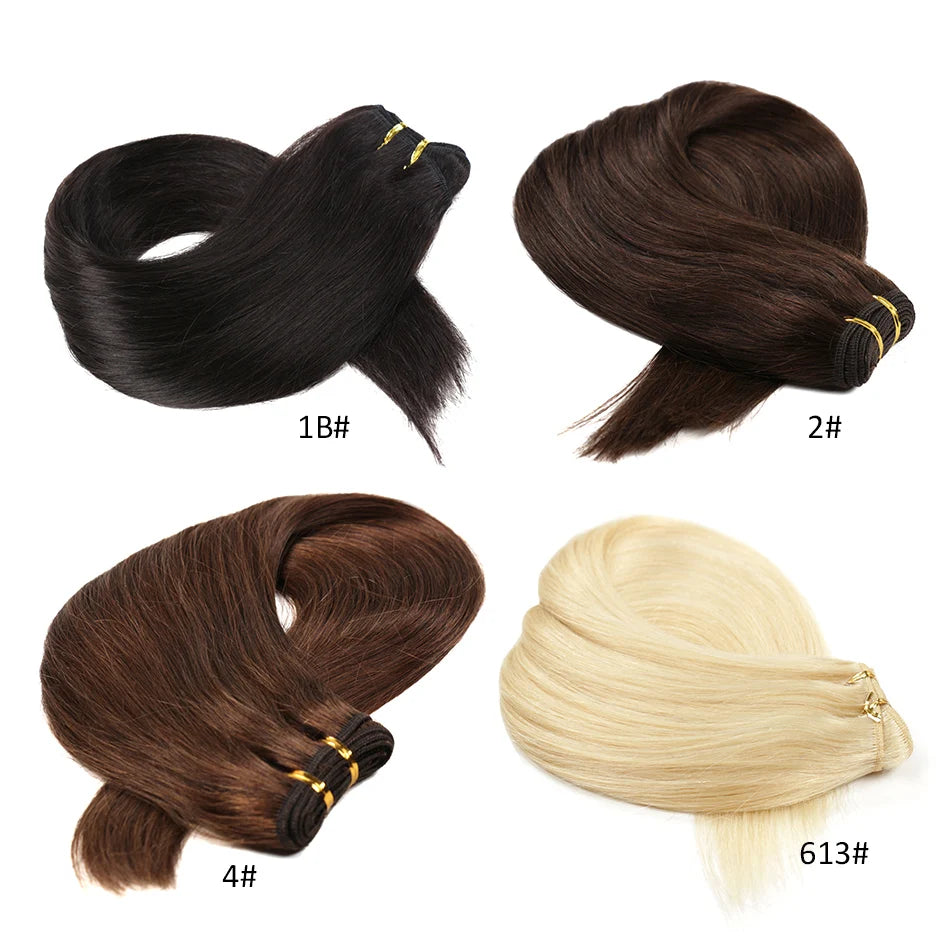 Straight Human Hair Weave Extensions Ombre Blonde Bundles Extensions 100g/Pcs 16"-28"  Straight Remy Skin Double Weft Hair