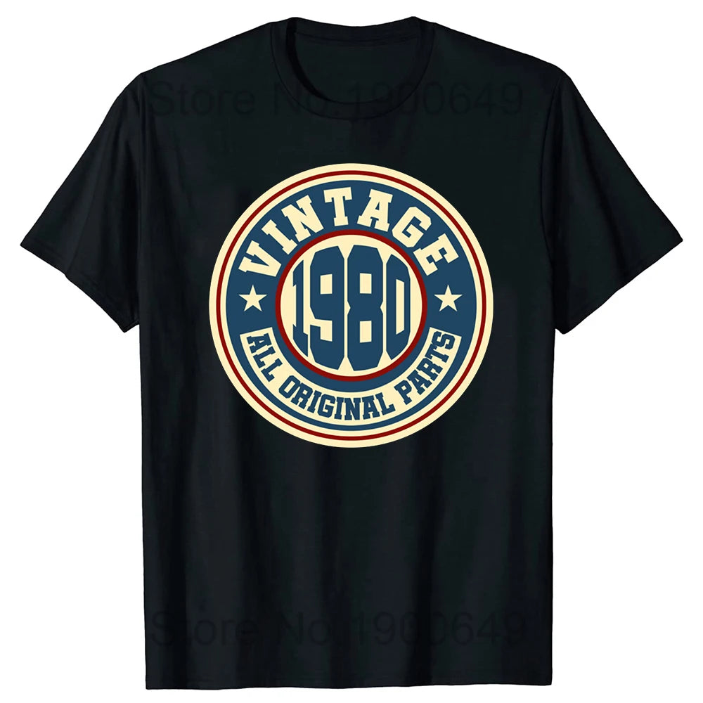 Men's Vintage 44th Birthday T-Shirt Summer 44 Year Classic 1980 Limited Edition Custom Printed Short Sleeve T-Shirt Top Tees