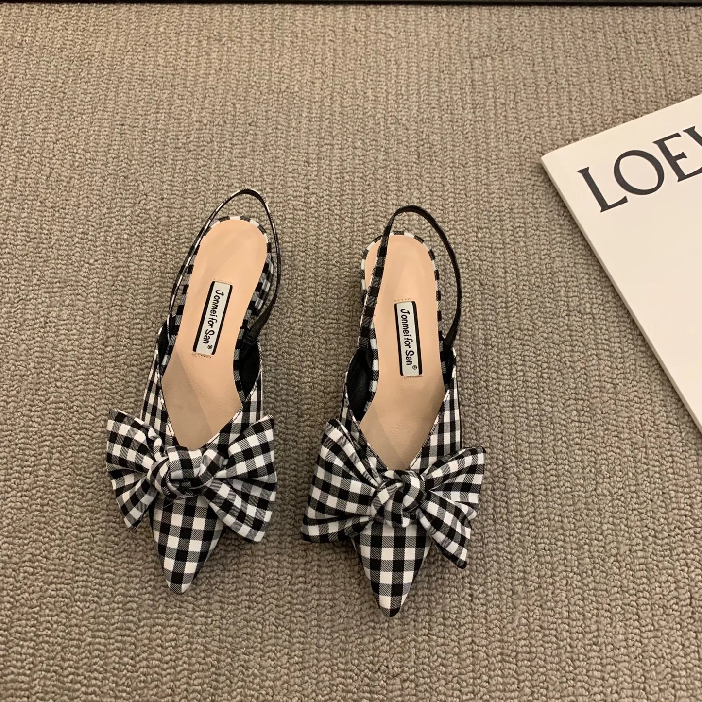 Bow Sandals Women 2022 Summer Pointed Low Heel Sandals Women Fashion Baotou Thin Strap Sandals High Heels Sandalias De Mujer