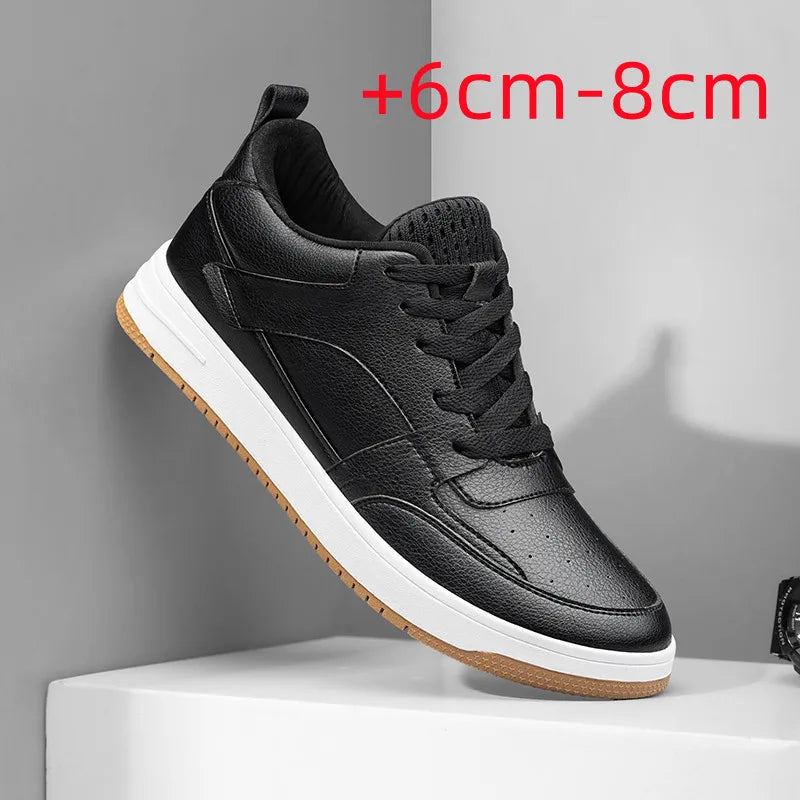 Men Genuine Leather Casual Shoes Men Sneakers Men Skateboard Shoes Comfortable Platform Male Footwear Height Increase Insole 6-8