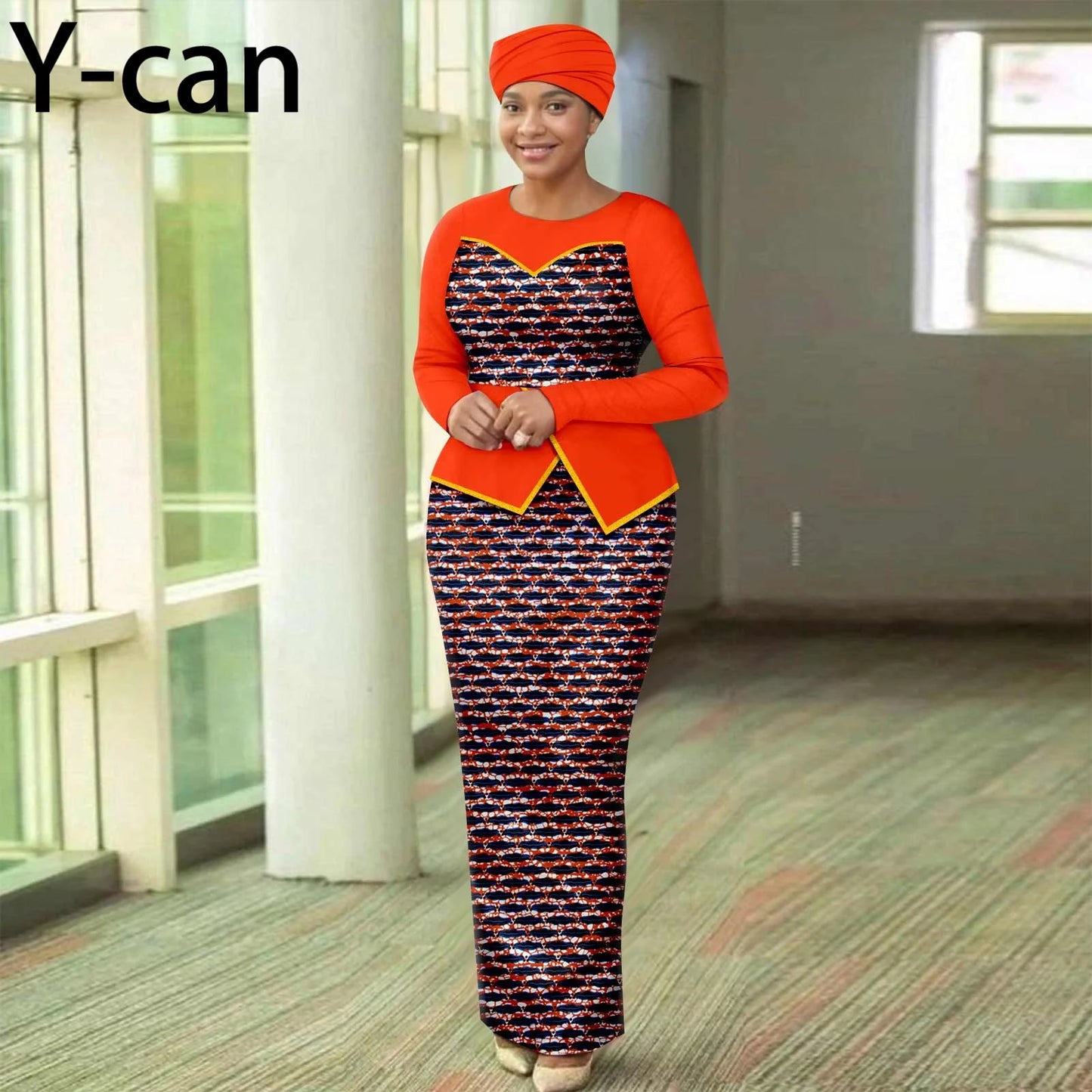 African Dresses for Women Elegant Patchwork Women Gown with Headscarf  Wedding Party African Style Ankara Print 2525050