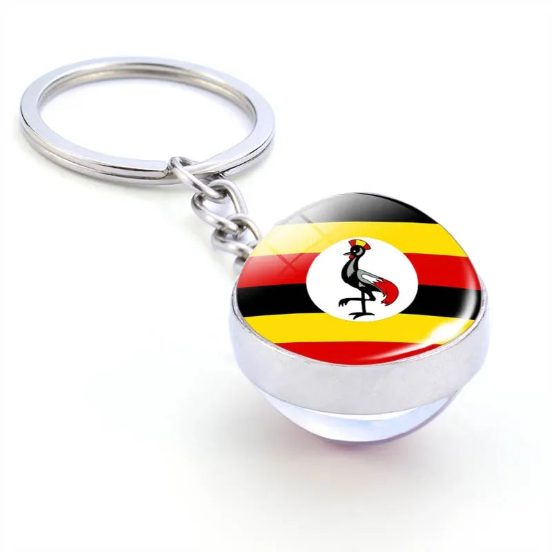 Africa National Flag Keychain  Nigeria South Africa Keyrings Crystal Ball Jewelry Fashion Double Side Glass Ball Men Women Gift