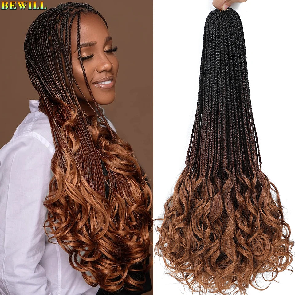 14 18 24 Inch French Curl Crochet Braids Boho Goddess French Curl Box Braids Crochet Hair Synthetic French Curly Braiding Hair