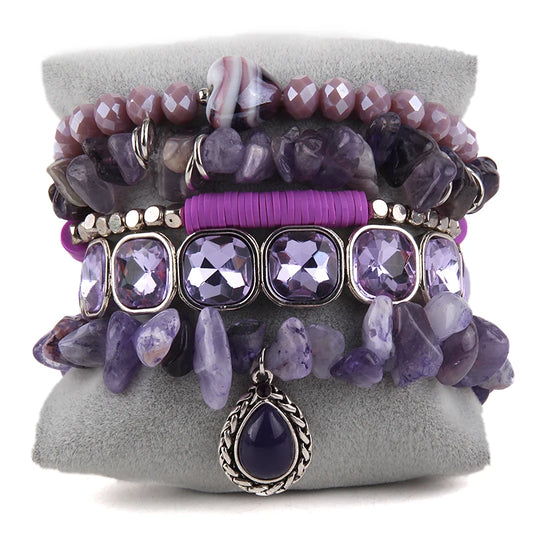 RH Fashion Bohemian Designer Gemstone Beaded Sets or 5pc Stack Bracelets Set For Women Jewelry Gift