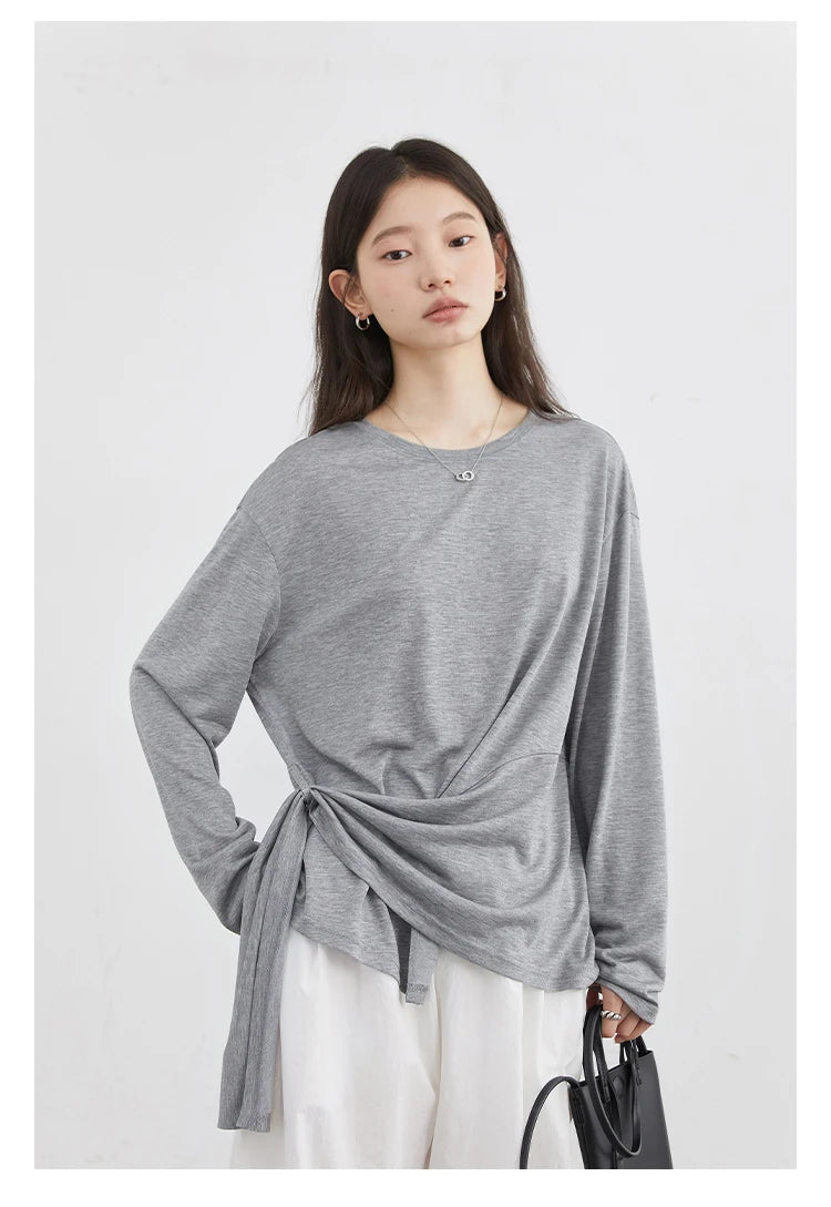 CHIC VEN Fashion Women's Pullovers Tees O Neck New Loose Solid Long Sleeve Female T-shirt Thin Female Top Spring Autumn 2025