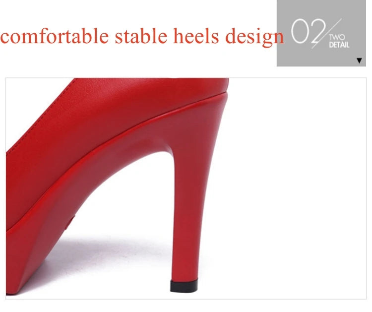 Small Size 32-43 Stilettos Pumps Women Wedding Shoes Red White 2025 Spring Shallow High Heels Shoes Ladies Platform Shoe Office
