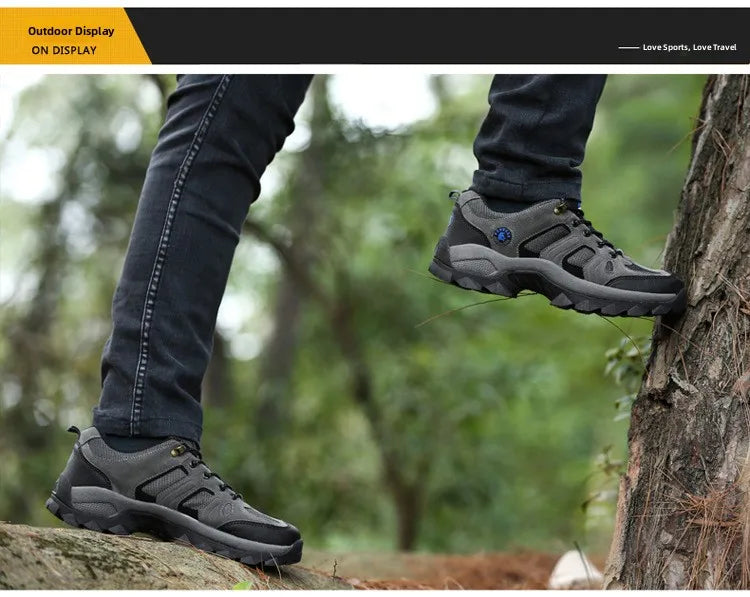 Men's Outdoor Climbing Shoes Breathable Waterproof Sports Hiking Shoes Rubber Outsole Low Cut Lace up Casual Shoes