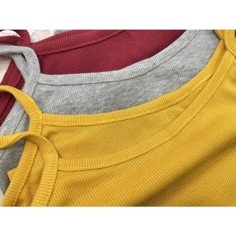 Summer New Solid Color Small Camisole for Girls and Students, with A Slimming Look and A Versatile Thread Vest. Short Base Shirt
