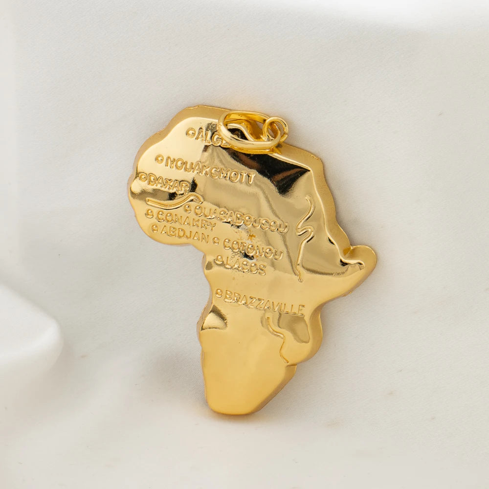 Africa Map Pendant Gold Color 60cm Necklaces for Women Men African Maps Jewelry High Quality Unique Elephants Leopards Jewellry