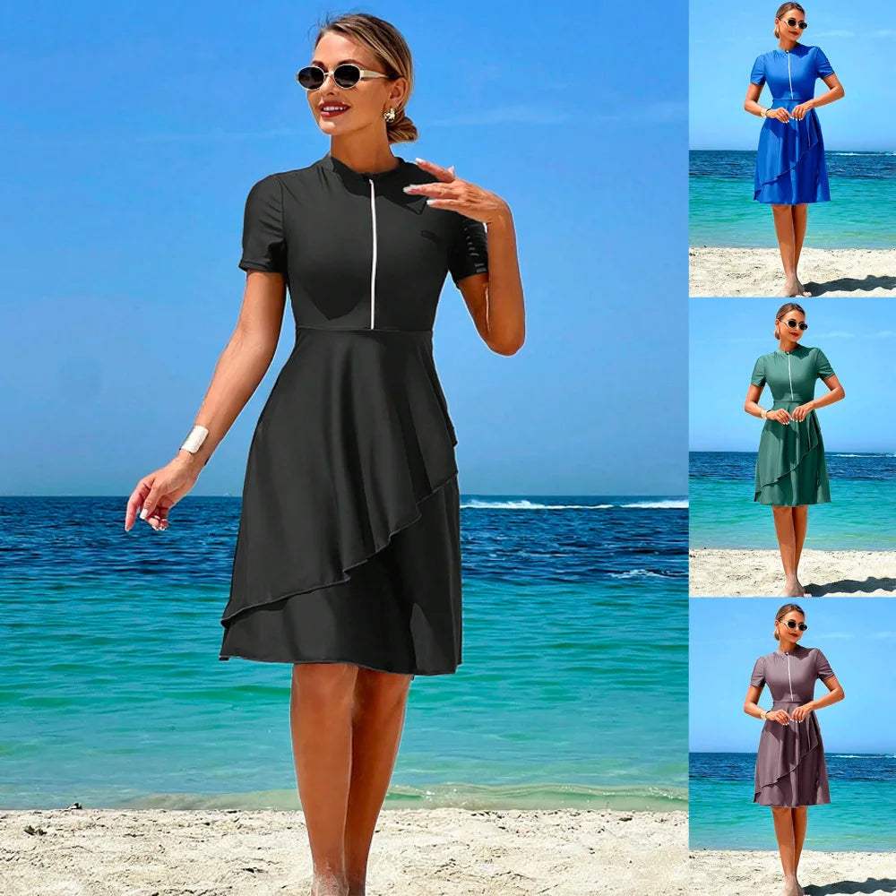 New Cover Ups Sexy Swimsuit Women Summer Bathing Suit Bikini Set Short Sleeve Swimwear Women Beach Swimming Suit For Female
